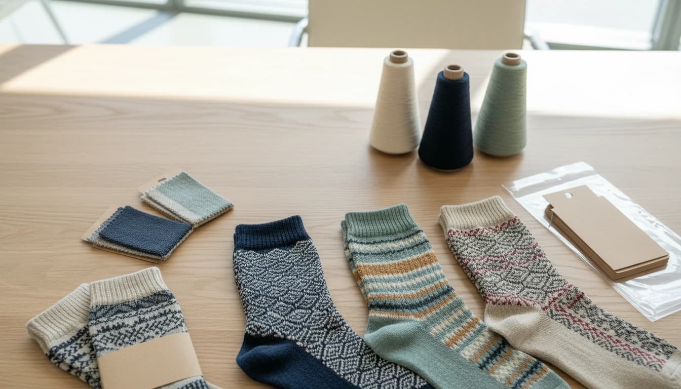 Korea-first custom sock board with bojagi and dancheong inspired geometric pattern socks